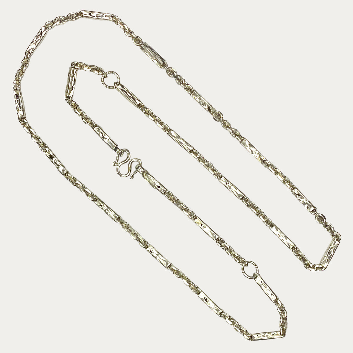 Solid 925 silver khmer sugarcane men’s chain, full view