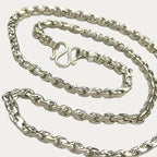 Silver Chain for Men | Fluted Link | 925 Sterling | 23g |24" | 6mm | Handmade Silver & White Gold Chain