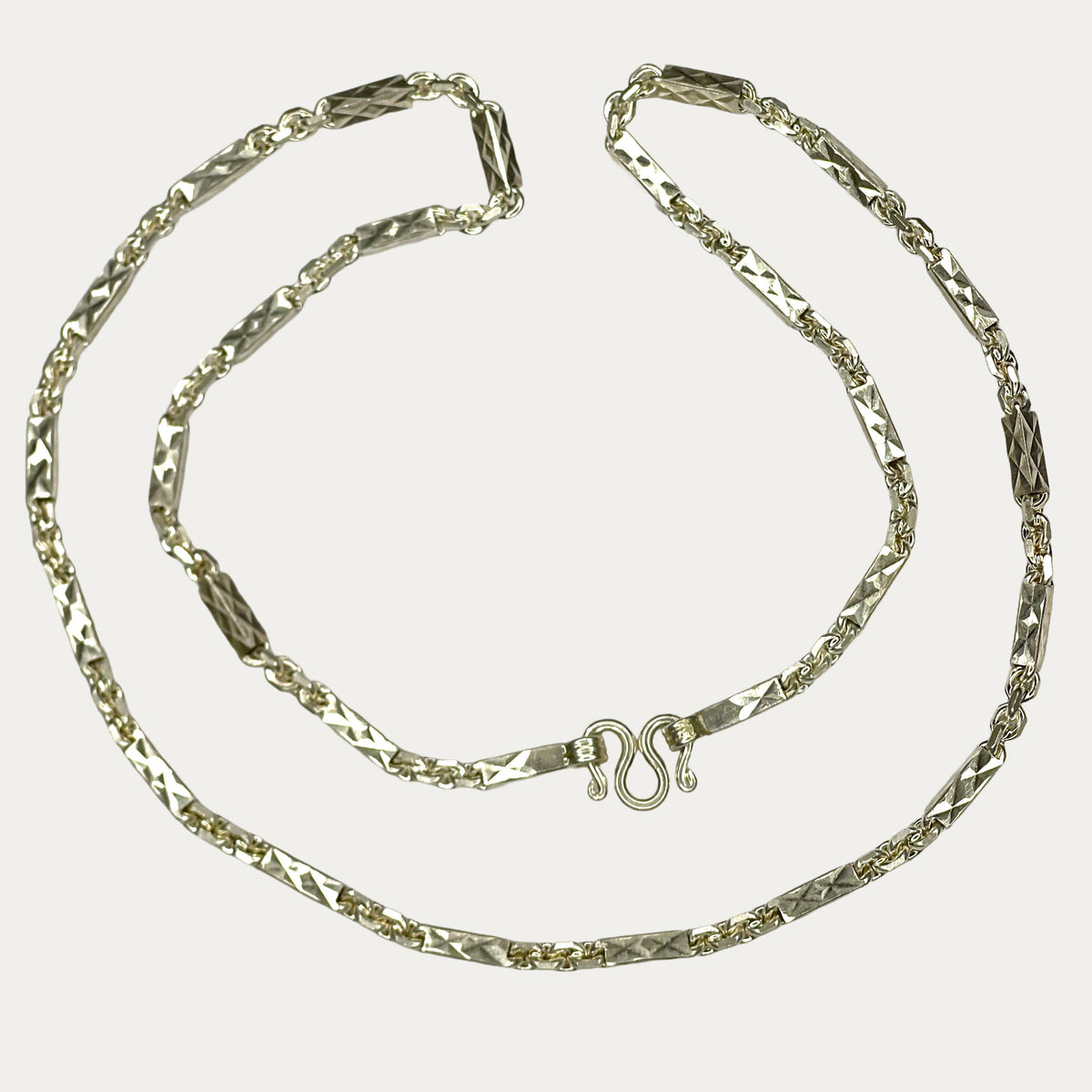 Silver Chain for Men | Khmer Sugarcane Link | 925 Sterling | 50g | 27" | 4mm | Handmade Silver Necklace