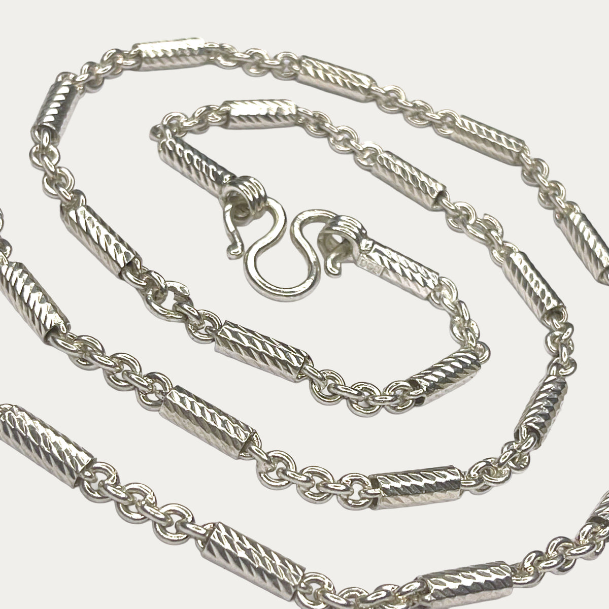 Silver Chain for Men | Diamond Cut Khmer Link | 999 Fine Silver | 68g | 32" | 5mm | Handmade 999 Silver Necklace