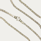 Close-up of solid silver Byzantine chain clasp and links