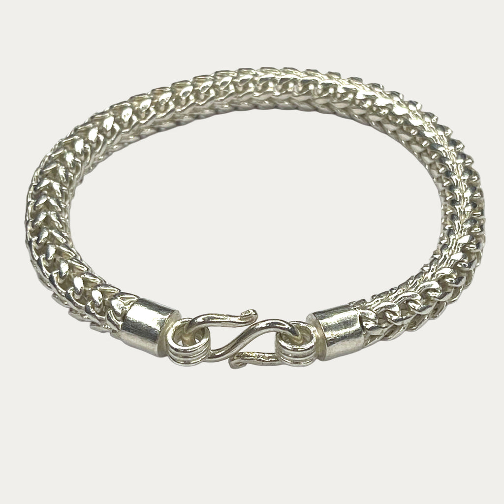 Silver Bracelet For Women | Bismark Link | 26g | 7.5" | 6mm | Handmade Silver & Gold Bracelet