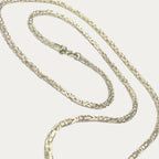 Full-length view of solid silver byzantine chain necklace