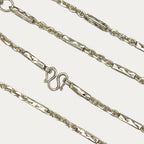 Close-up of solid silver chain clasp and links with 925 sterling