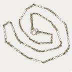 Full-length view of solid silver sugarcane Khmer chain necklace
